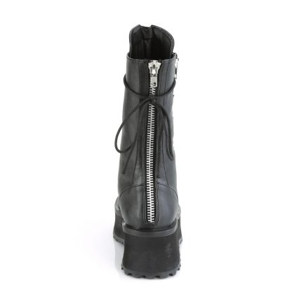 Demonia GRAVEDIGGER-14 2 3/4" PF Lace-Up Mid Calf Boot Back Metal Zipper