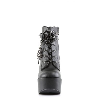 Demonia POISON-101 5" Wedge PF Boot with Straps Studs Assorted Charms & Chain