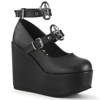 Demonia POISON-99-1 5" Wedge PF Mary Jane with Pentagram O-Ring & Stud Detail