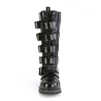Demonia RIOT-18BK 18 Eyelet Unisex Steel Toe Knee Boot Rubber Sole