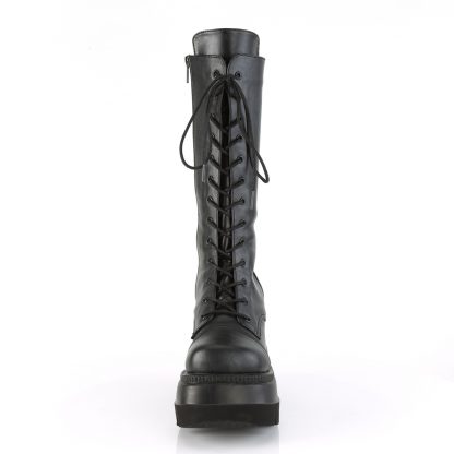 Demonia SHAKER-72 4 1/2" Wedge PF Lace-Up Mid-Calf Boot Side Zip