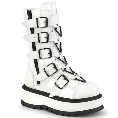 Demonia SLACKER-160 2" PF Mid-Calf Boot with 5 Buckle Straps Outside Zip