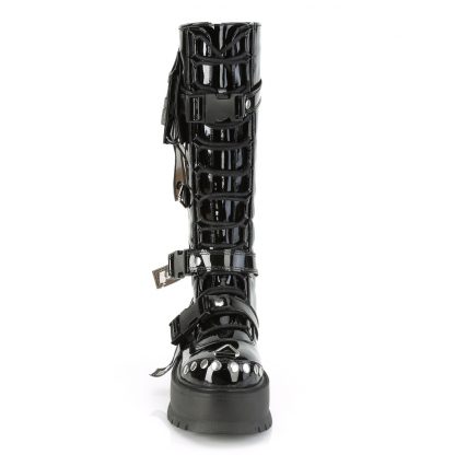 Demonia SLACKER-260 2" PF Lace-Up Knee High Boot Back Metal Zip