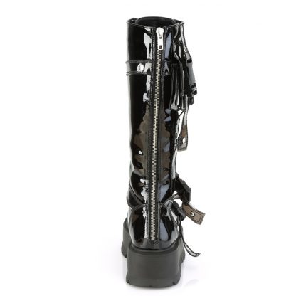 Demonia SLACKER-260 2" PF Lace-Up Knee High Boot Back Metal Zip
