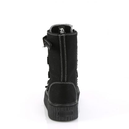 Demonia SNEEKER-318 1 1/2"PF Round Toe Zig-Zag Buckle Calf High Creeper Sneaker
