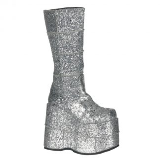Demonia STACK-301G 7" PF Knee High Boot Side Zip