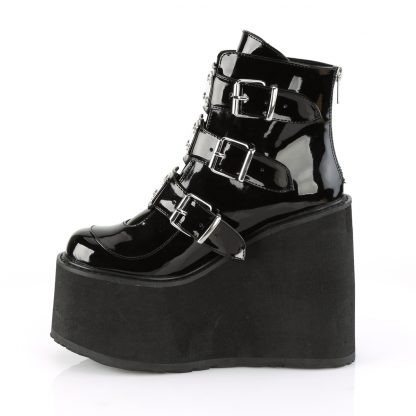 Demonia SWING-105 5 1/2" PF Ankle Boot with 3 Buckle Straps Back Zip