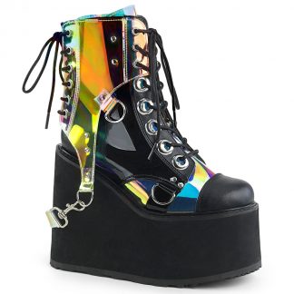 Demonia SWING-115 5 1/2" PF Lace-Up Ankle Boot with PVC Harnesss Side Zip