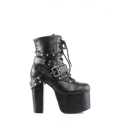 Demonia TORMENT-700 5 1/2" Heel 3" PF Ankle Boot with Spikes & Heart O-Ring