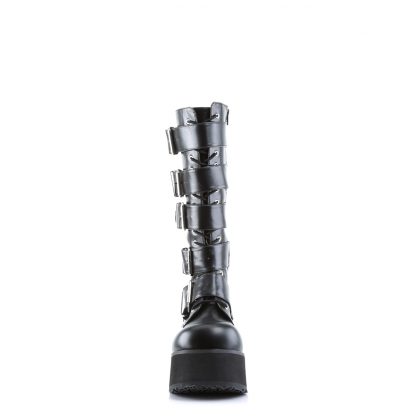 Demonia TRASHVILLE-518 3 1/4" PF Lace-Up Knee High Boots Side Zip