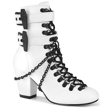 Demonia VIVIKA-128 3" Block Heel Round Toe D-ring Lace-Up Ankle Boot Size Zip