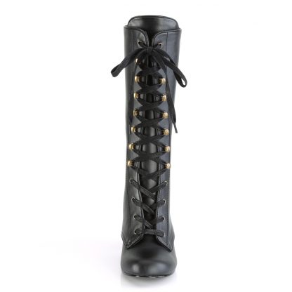Demonia VIVIKA-205 3" Block Heel Round Toe Lace-Up Mid-Calf Boot Size Zip