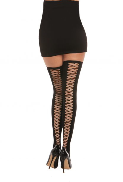 0366 Opaque Lace-Up Thigh High