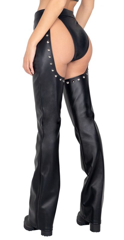 3977 Studded Faux Leather Chaps