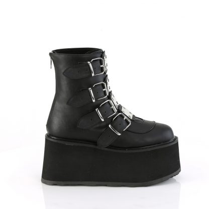 DAMNED-105 Platform Ankle Boot with 4 Buckle Straps and Back Metal Zip