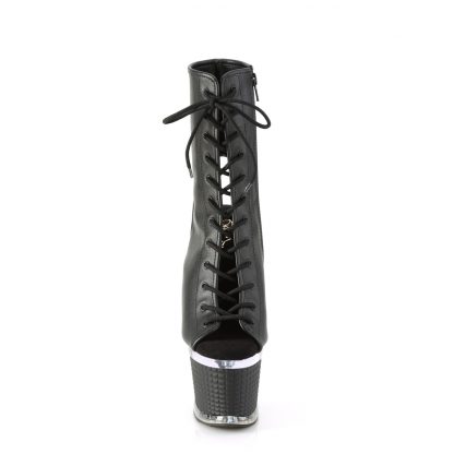SPECTATOR-1016 Textured Platform Open Toe/Heel Ankle Boot with Side Zip