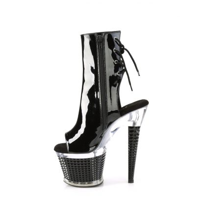 SPECTATOR-1018 Textured Platform Open Toe/Heel Ankle Boot with Side Zip