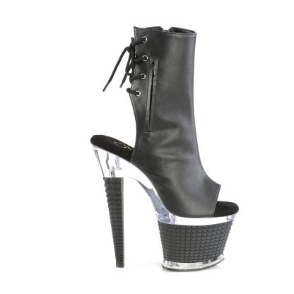 SPECTATOR-1018 Textured Platform Open Toe/Heel Ankle Boot with Side Zip