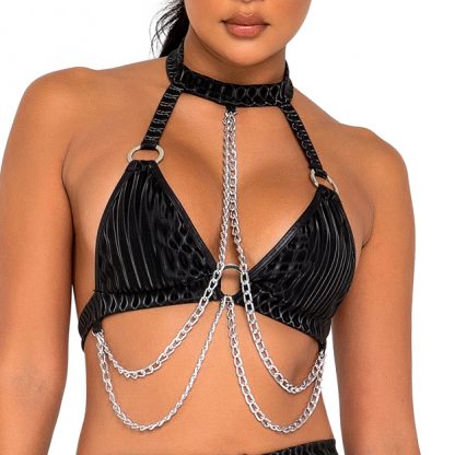 6122 Bikini Top with Ring & Chain Detail