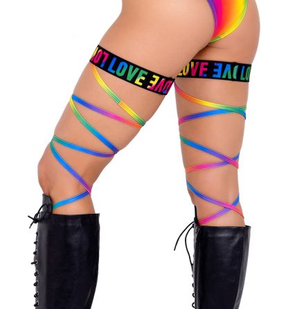 6144 Pair of Pride Garter Leg Straps with LOVE Elastic Logo