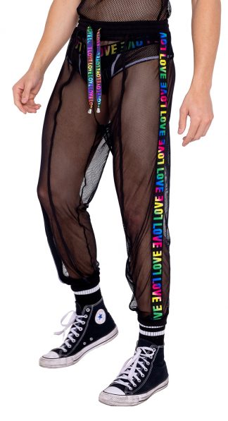 6150 Men’s Pride Fishnet Joggers with LOVE Elastic Logo & Draw String Detail