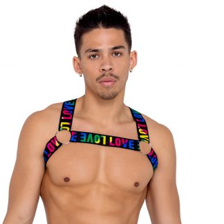 6155 Men’s Pride LOVE Elastic Harness with Ring Detail