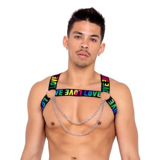 6157 Men’s Pride Harness with Chain & Ring Detail