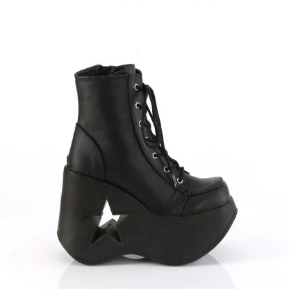 DYNAMITE-106 Star Cutout Platform Wedge Lace-Up Ankle Boot