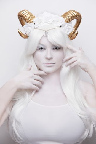 Women's Gilded Rams Horn Costume Headpiece