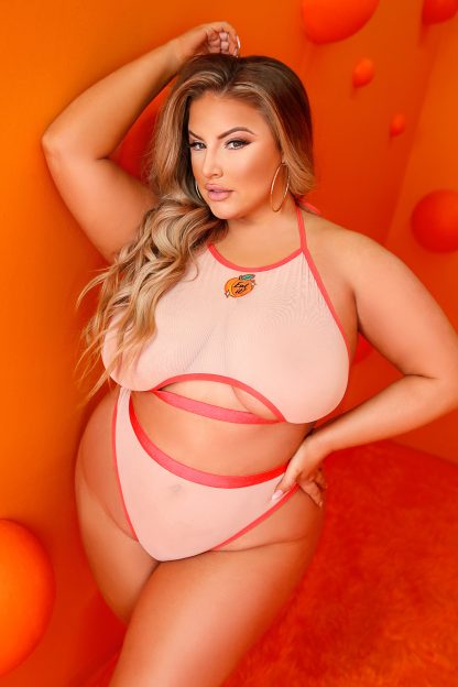 AF966 Just Peachy Cut-Out Halter Top & Cheeky Panty