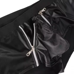 Faux Leather Zipper Pouch Men Panties Erotic Under Wear Lingerie Mens Sexy Underwear Men's Boxer Briefs