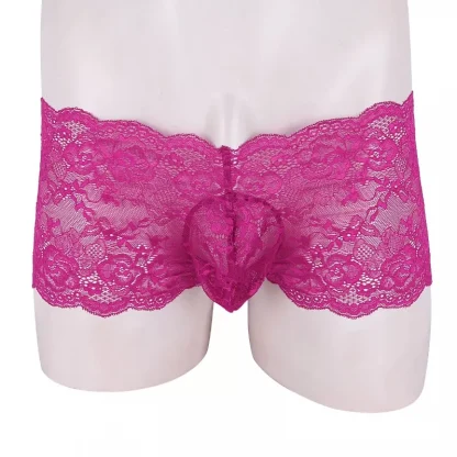 Men's Openwork Sissy Floral Lace Bulge Pouch Briefs Crossdress Underwear Sissy Panties