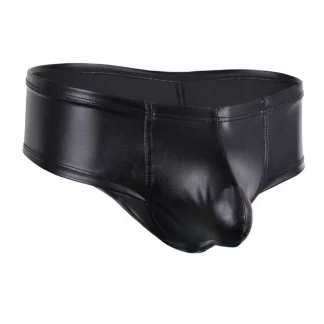 Men Lingerie Cool Faux Leather Pouch Bikini Boxer Briefs Mens Sexy Underwear Men's Briefs