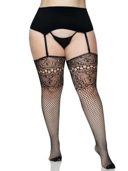 Adeline Lace Top Fishnet Stockings 9901