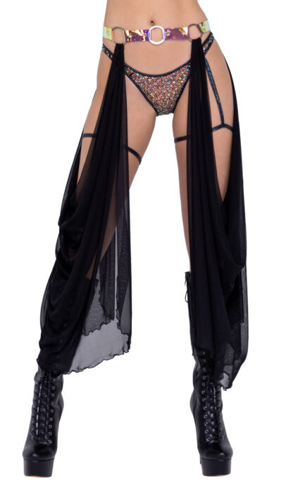 6227 Sheer Mesh Skirt with Attached Belt
