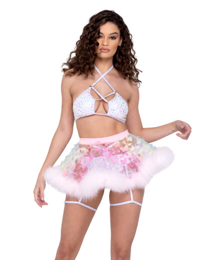 6245 Sheer Butterfly Skirt with Marabou Trim