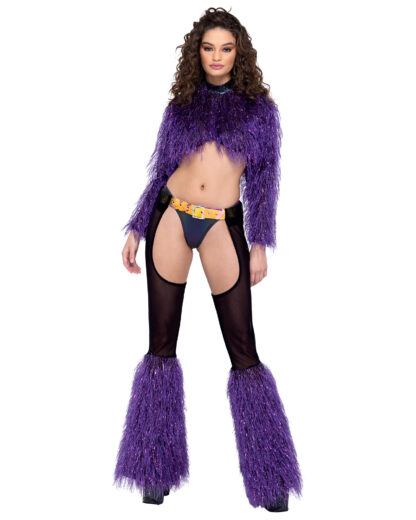 6248 Sheer Chaps with Faux Fur Bell & Belt