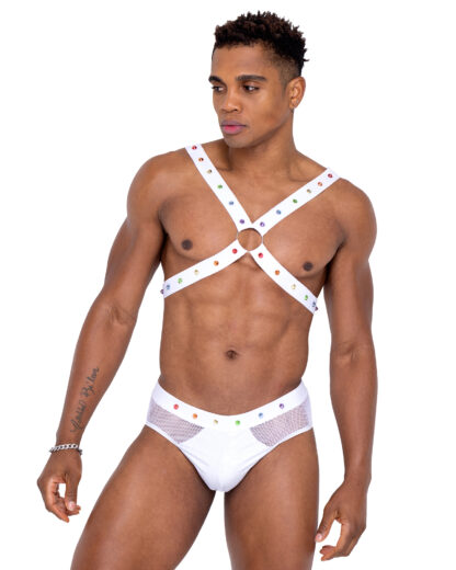6337 Men’s Pride Harness with Rainbow Stud Detail