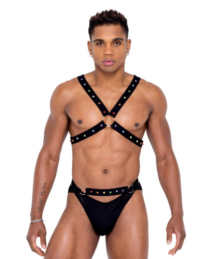 6337 Men’s Pride Harness with Rainbow Stud Detail
