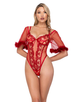 LI641 Rouge Bow Teddy with Sleeves